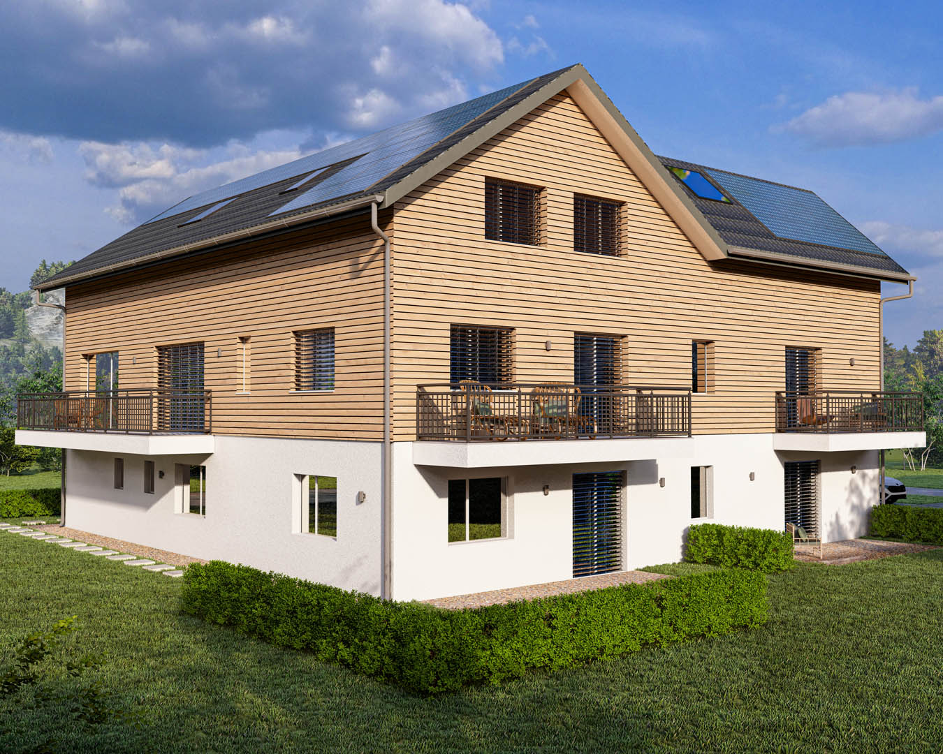 3D vizualizace penzionu ve Švýcarsku - exteriér